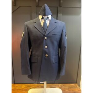 US Air Force Dress Uniform Jacket Shirt Tie Hat 38S Men's Vintage Military